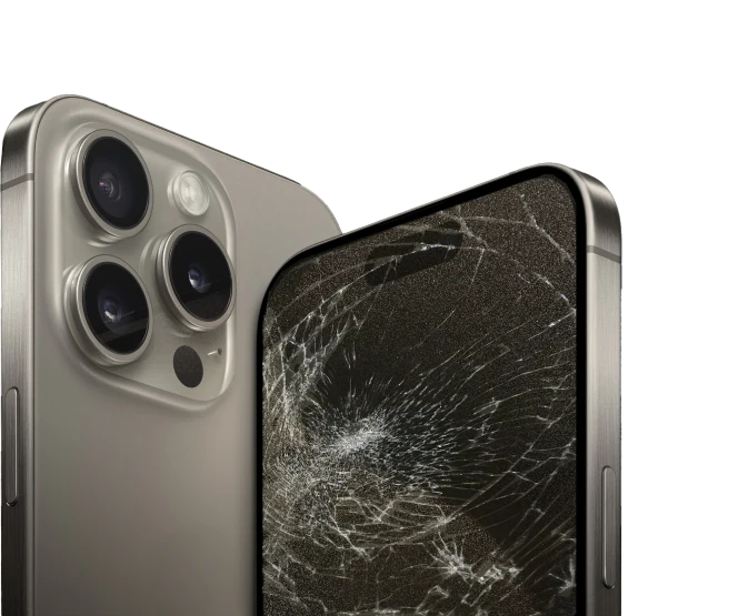 iPhone med revnet skærm klar til reparation hos Phonestore